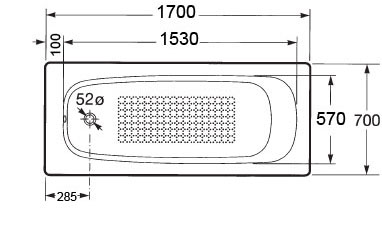 Ванна roca continental размеры